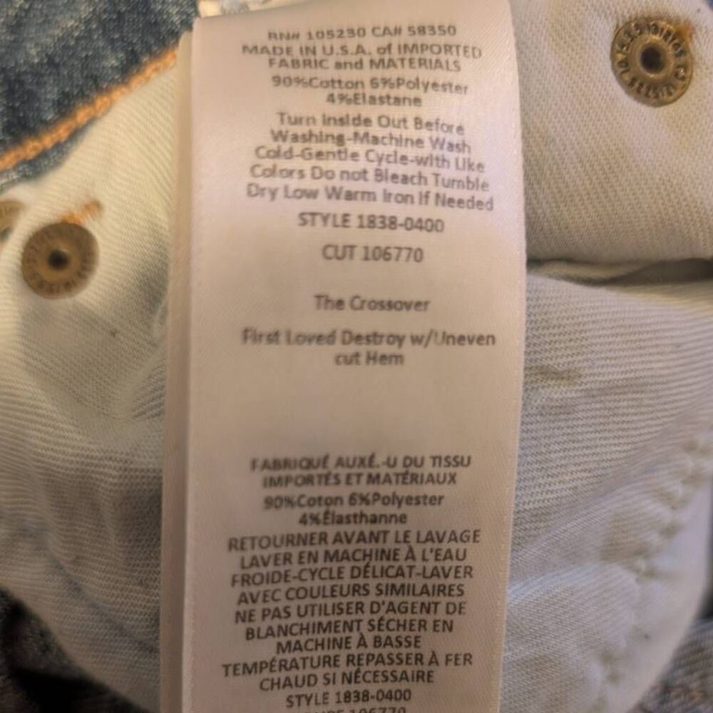AGOLDE High Rise Crossover Jeans 25 Destroyed Hem Raw Edge Straight Leg - Picture 13 of 15
